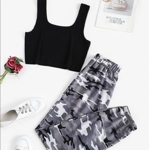 Camo sweats & black tank